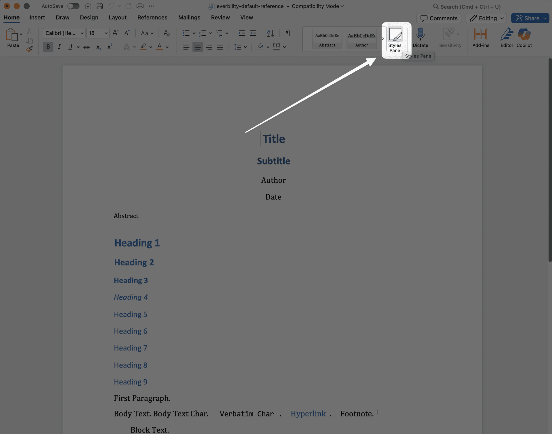 Styles Pane in Word
