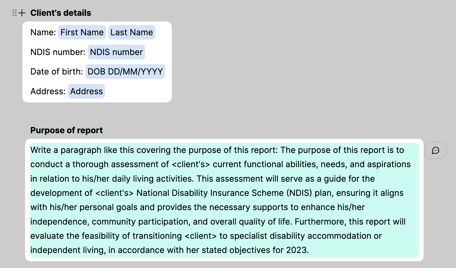example of merge tags and prompts